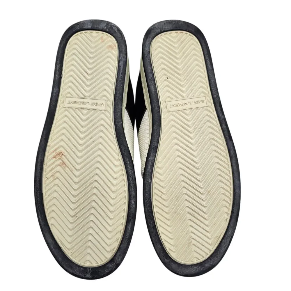Saint Laurent SL61 Low Top Sneaker Black White Leather Size 39.5 US 9.5 - Picture 10 of 13